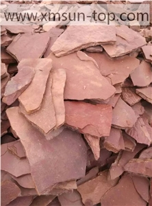 Sorghum Red Random Flagstone Pathway/ Sorghum Red Sandstone Stepping Stones/ Kaoliang Red China Flagstones Tiles/Natural Red Random Flagstone/Irregular Sandstone Flagstone for Paving/Wall/Courtyard