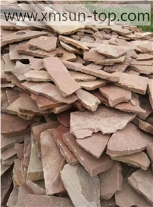 Sorghum Red Random Flagstone Pathway/ Sorghum Red Sandstone Stepping Stones/ Kaoliang Red China Flagstones Tiles/Natural Red Random Flagstone/Irregular Sandstone Flagstone for Paving/Wall/Courtyard