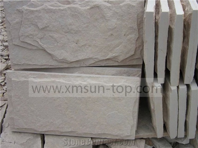 White Sandstone Mushroom Stone Wall Cladding/Sandstone Wall Tiles/Mushroom Stone China White Sandstone Nature Split Surface