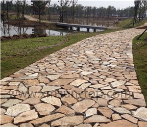 Yellow Quartzite Random Flagstones/ Paving Stone Landscape Quartzite Yellow/Natural Stone Irregular Flagstone Patio/Crazy Paving Stone Irregular Shapes Natural Stone Slate for Floor Paving