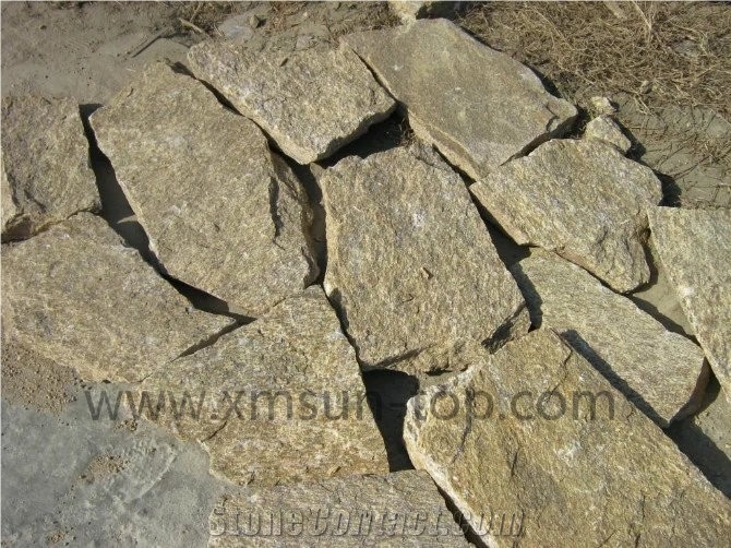 Yellow Quartzite Random Flagstones/ Paving Stone Landscape Quartzite Yellow/Natural Stone Irregular Flagstone Patio/Crazy Paving Stone Irregular Shapes Natural Stone Slate for Floor Paving