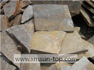 Yellow Rust Slate Random Stone/Yellow Rusty Slate Flagstone Irregular/Yellow Rustic Slate Flagstone/ Special Cultural Stone Random/Rust Yellow Irregular Slate Wall Cladding/Floor Decoration/Pavers