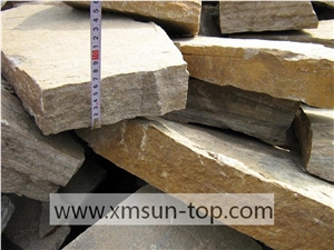 Yellow Rust Slate Random Stone/Yellow Rusty Slate Flagstone Irregular/Yellow Rustic Slate Flagstone/ Special Cultural Stone Random/Rust Yellow Irregular Slate Wall Cladding/Floor Decoration/Pavers