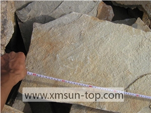 Yellow Rust Slate Random Stone/Yellow Rusty Slate Flagstone Irregular/Yellow Rustic Slate Flagstone/ Special Cultural Stone Random/Rust Yellow Irregular Slate Wall Cladding/Floor Decoration/Pavers