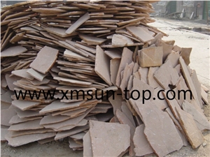 Yellow Wood Vein Slate Flagstone/China Yellow Slate Random Flagstone/Irregular Flagstone Landscape/ Wood Vein / Crazy Stone/ Landscaping Stones
