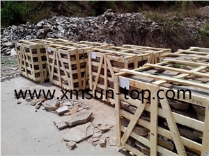 Yellow Wood Vein Slate Flagstone/China Yellow Slate Random Flagstone/Irregular Flagstone Landscape/ Wood Vein / Crazy Stone/ Landscaping Stones
