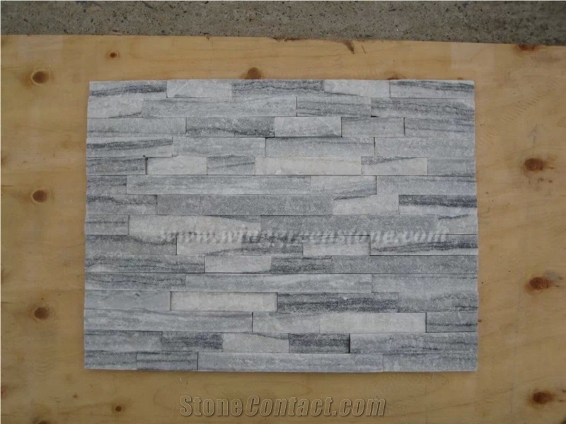 Cheap Price Pure Grey Slate Cultured Stone/Stacked Stones/Veneer Stones Panel for Exterior Decoration and Wall Cladding, Winggreen Stone