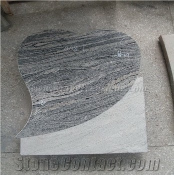 China Juparana Italian Style Headstone, China Juparana Granite, Natural Stone Headstone, Heart Tombstone, Winggreen