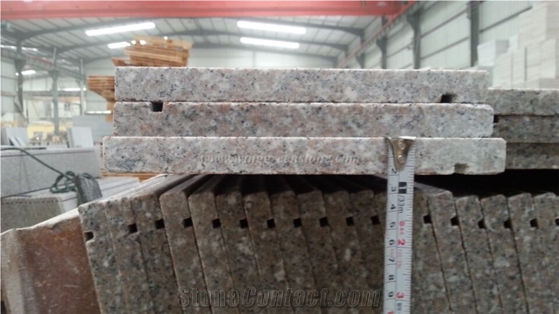 China Pink Granite G617 Stair Steps and Riser, Pink Granite Staircase, Anti-Slippery Line, Winggreen