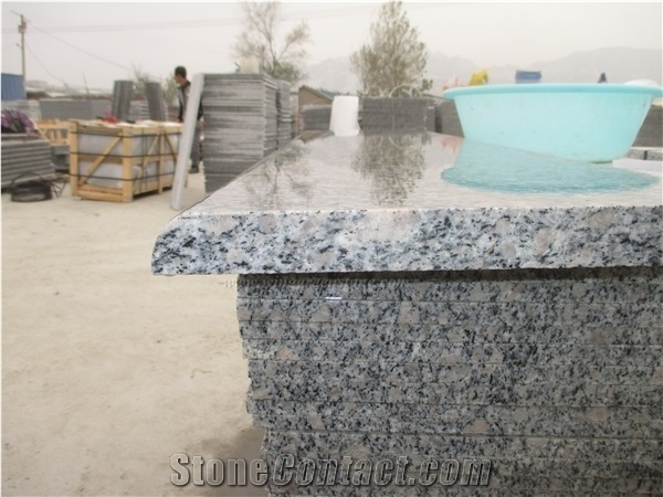 Competitive Price, G383 Granite Deck Stair, Polished Pearl Flower Granite Steps & Risers, Pearl White/Grey Pearl Chinese Granite Treads & Thresholds, Xiamen Winggreen Manufaturer