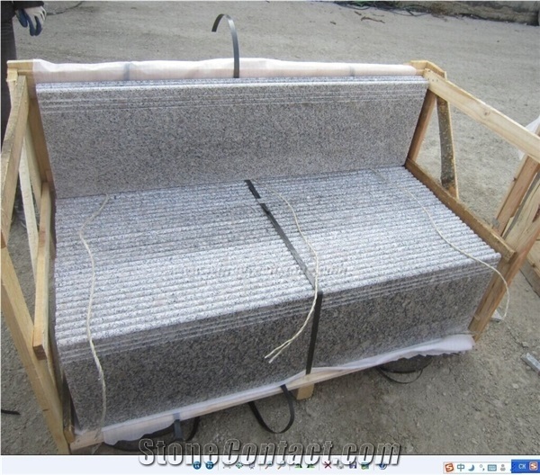 Competitive Price, G383 Granite Deck Stair, Polished Pearl Flower Granite Steps & Risers, Pearl White/Grey Pearl Chinese Granite Treads & Thresholds, Xiamen Winggreen Manufaturer