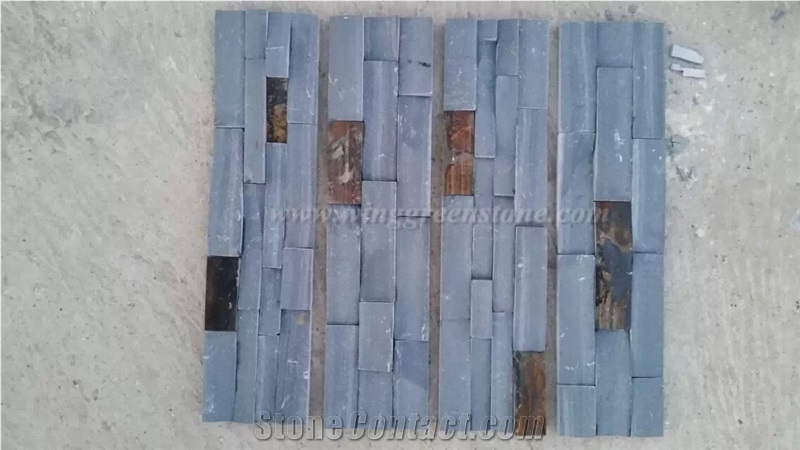 Competitive Price Grey Slate Cultured Stone/Stacked Stones/Veneer Stones Panel for Exterior Decoration and Wall Cladding, Winggreen Stone