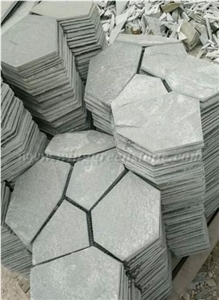 Cyan Crazy Flagstone, Blue-Green Slate Pavers Radom Shape, Cyan Slate Pavers, Random Flag Stone, Cyan Slate Wall Cladding, Cyan Slate Floor Decoration, Xiamen Winggreen Stone