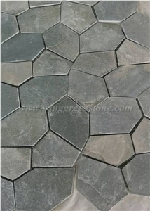 Cyan Crazy Flagstone, Blue-Green Slate Pavers Radom Shape, Cyan Slate Pavers, Random Flag Stone, Cyan Slate Wall Cladding, Cyan Slate Floor Decoration, Xiamen Winggreen Stone