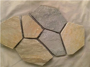 Cyan Crazy Flagstone, Blue-Green Slate Pavers Radom Shape, Cyan Slate Pavers, Random Flag Stone, Cyan Slate Wall Cladding, Cyan Slate Floor Decoration, Xiamen Winggreen Stone