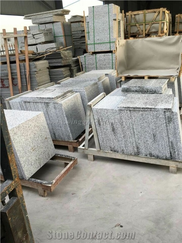 G439 Granite Step /Stair and Riser, China White Flower Granite Steps with Anti-Slippery, Winggreen