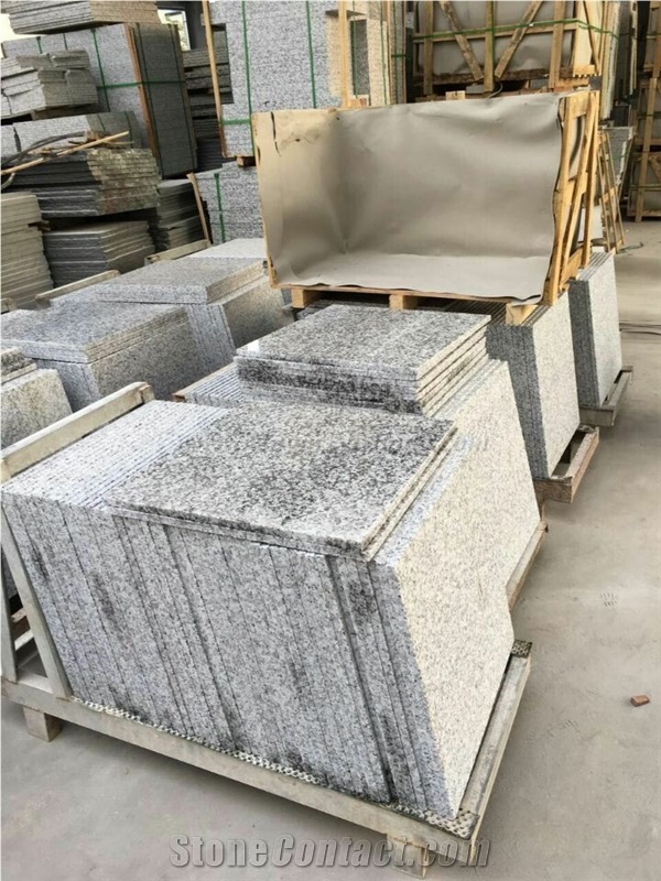 G439 Granite Step /Stair and Riser, China White Flower Granite Steps with Anti-Slippery, Winggreen