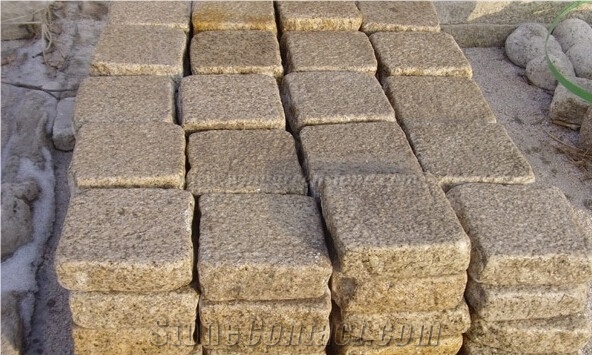 G682 Granite Cubestone for Outside, G682 Granite Cube Stone,Yellow Granite Cubestone,Rusty Granite Cubestone, Popular G682 Granite Paving Stones, Sunset Gold Granite Cubestones, Xiamen Winggren Stone