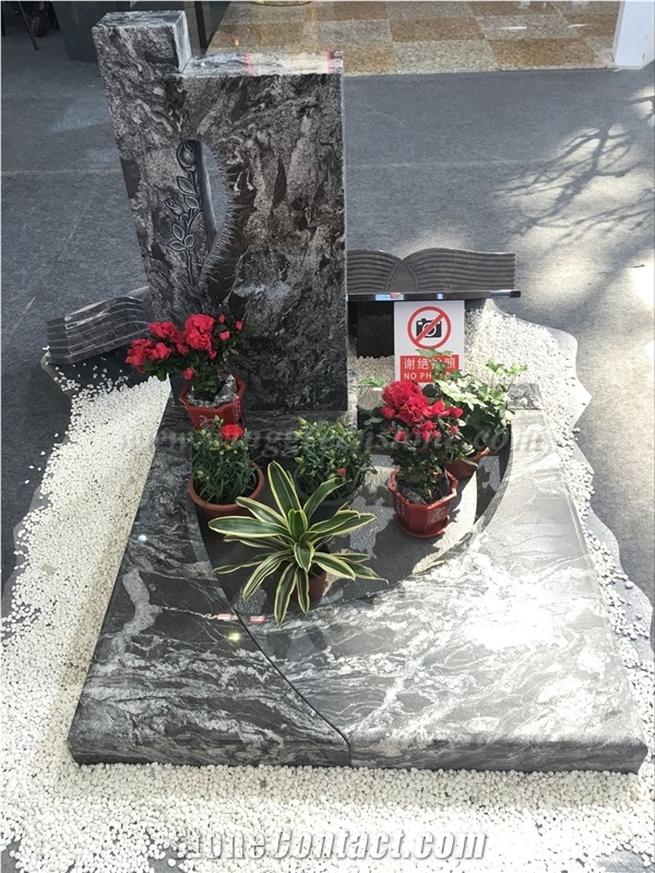 Granite Carving Monuments/Tombstones/Gravestones/Headstone for Cemetery, G603, Shanxi Black, Absolute Black, Bahama Blue, Top Polished, Xiamen Winggreen Stone