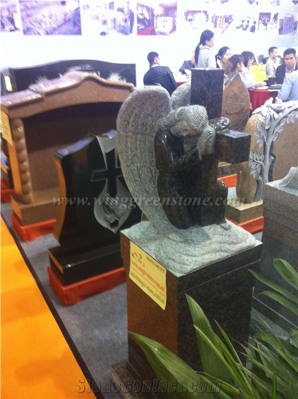 Granite Carving Monuments/Tombstones/Gravestones/Headstone for Cemetery, G603, Shanxi Black, Absolute Black, Bahama Blue, Top Polished, Xiamen Winggreen Stone