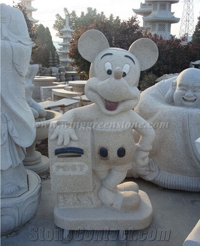Granite Mailbox, Animal Carvings Outdoor Mailbox