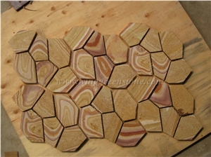 High Quality Sandstone Irregular Shape Flagstone Pavers/Random Flagstone/Meshed Paver Stone for Floor & Wall Cladding Pavers, Winggreen Stone