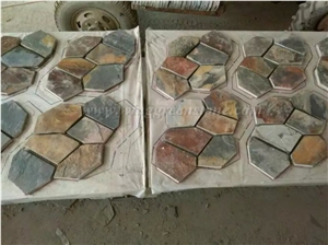 Hot Sale High Quality Rusty Slate Irregular Shape Flagstone Pavers/Random Flagstone/Meshed Paver Stone for Floor & Wall Cladding Pavers, Winggreen Stone