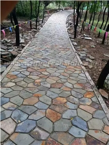 Hot Sale High Quality Rusty Slate Irregular Shape Flagstone Pavers/Random Flagstone/Meshed Paver Stone for Floor & Wall Cladding Pavers, Winggreen Stone