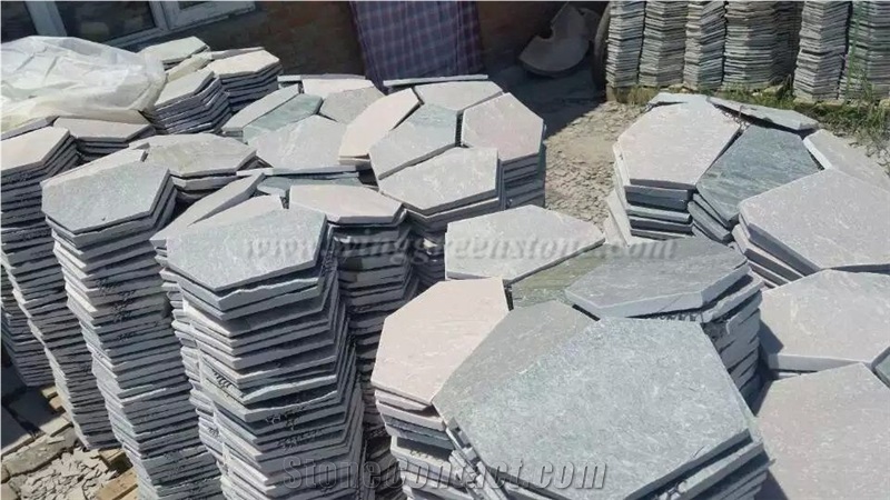 Hot Sale High Quality Wooden Yellow Slate Irregular Shape Flagstone Pavers/Random Flagstone/Meshed Paver Stone for Floor & Wall Cladding Pavers, Winggreen Stone