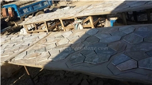 Hot Sale High Quality Wooden Yellow Slate Irregular Shape Flagstone Pavers/Random Flagstone/Meshed Paver Stone for Floor & Wall Cladding Pavers, Winggreen Stone