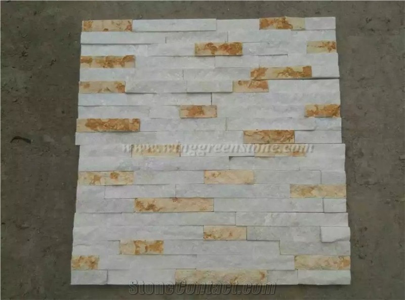 Hot Sales Competitive Price White Quarz + Marble Cultured Stone/Stacked Stones/Veneer Stones Panel for Exterior Decoration and Wall Cladding, Winggreen Stone