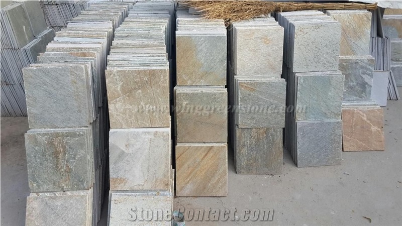 Hot Sales High Quality Wooden Yellow Slate Tiles & Slabs for Floor and Wall Covering, Winggreen Stone