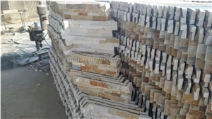 Hot Sales Wooden Yellow Slate Cultured Stone/Corner Stone/Stacked Stones/Veneer Stones Panel for Exterior Decoration and Wall Cladding, Winggreen Stone