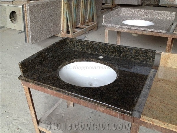 Imported Green Granite, Verde Ubatuba Granite Bathroom Countertops, Labrador Green Granite Vanity Tops, Green Ubatuba Granite Custom Vanity Tops, Xiamen Winggreen Manufacturer