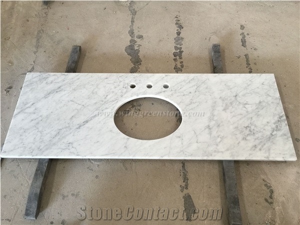 Imported White Marble, Carrara White Marble Bath Tops, Bianco Carrara Marble Bathroom Vainty Tops, Polished Custom Vanity Tops, Own Factory, Xiamen Winggreen Manufacturer