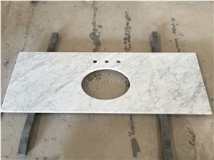 Imported White Marble, Carrara White Marble Bath Tops, Bianco Carrara Marble Bathroom Vainty Tops, Polished Custom Vanity Tops, Own Factory, Xiamen Winggreen Manufacturer