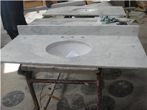 Imported White Marble, Carrara White Marble Bath Tops, Bianco Carrara Marble Bathroom Vainty Tops, Polished Custom Vanity Tops, Own Factory, Xiamen Winggreen Manufacturer