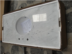 Imported White Marble, Carrara White Marble Bath Tops, Bianco Carrara Marble Bathroom Vainty Tops, Polished Custom Vanity Tops, Own Factory, Xiamen Winggreen Manufacturer