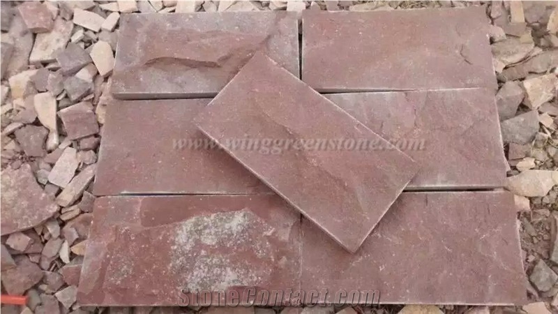 Manufacture High Quality Red Sandstone Mushroom for Wall Cladding, Winggreen Stone