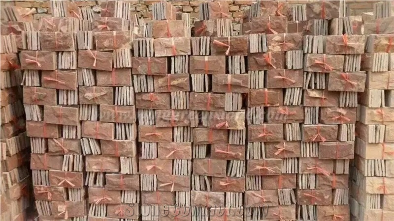 Manufacture High Quality Red Sandstone Mushroom for Wall Cladding, Winggreen Stone