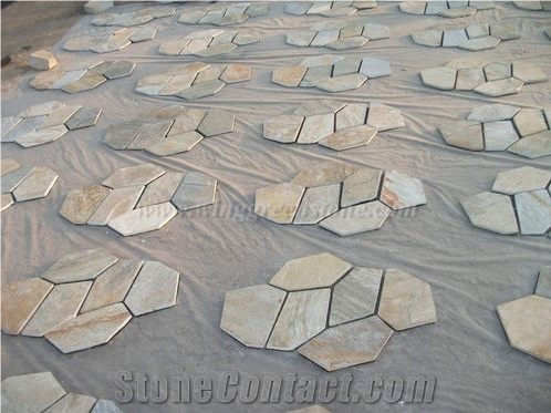 Mixcolor Crazy Flagstone, Natural Slate Pavers Radom Shape, Natural Slate Pavers, Random Flag Stone, Slate Floor Decoration, Xiamen Winggreen Stone
