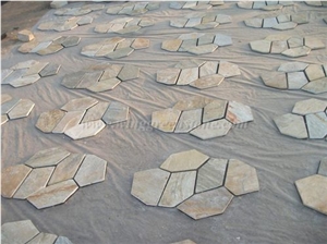 Mixcolor Crazy Flagstone, Natural Slate Pavers Radom Shape, Natural Slate Pavers, Random Flag Stone, Slate Floor Decoration, Xiamen Winggreen Stone