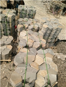 Mixcolor Crazy Flagstone, Natural Slate Pavers Radom Shape, Natural Slate Pavers, Random Flag Stone, Slate Floor Decoration, Xiamen Winggreen Stone