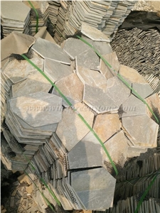 Mixcolor Crazy Flagstone, Natural Slate Pavers Radom Shape, Natural Slate Pavers, Random Flag Stone, Slate Floor Decoration, Xiamen Winggreen Stone