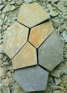 Mixcolor Crazy Flagstone, Natural Slate Pavers Radom Shape, Natural Slate Pavers, Random Flag Stone, Slate Floor Decoration, Xiamen Winggreen Stone