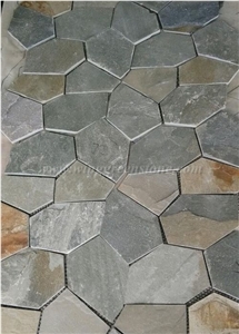 Mixcolor Crazy Flagstone, Natural Slate Pavers Radom Shape, Natural Slate Pavers, Random Flag Stone, Slate Floor Decoration, Xiamen Winggreen Stone