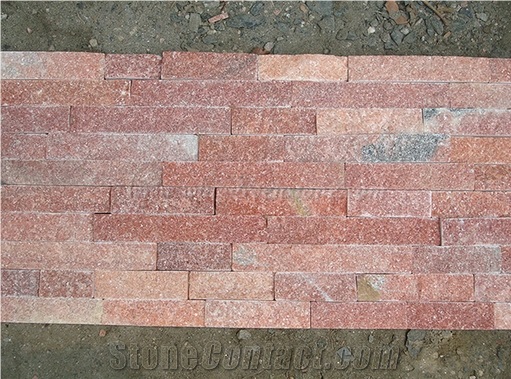 Pink Quartzite Stacked Stone Panel, Stacked Culture Stone, Stacked Stone for Wall Decoration, Wall Cladding, Natural Stone Thin Veneer, Stacked Ledgestone, Flat Stone Panel, Xiamen Winggreen Stone