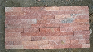 Pink Quartzite Stacked Stone Panel, Stacked Culture Stone, Stacked Stone for Wall Decoration, Wall Cladding, Natural Stone Thin Veneer, Stacked Ledgestone, Flat Stone Panel, Xiamen Winggreen Stone