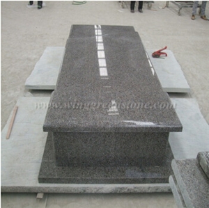 Qilu Red Poland Tombstones Granite Gravestones, Red Granite Single or Double Tombstone, Monument Stone, Winggreen