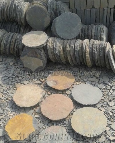 Rust/ Yellow Slate Stepping Stone, Irregular Stepping Stone, Random Shape Flagstone, Exterior Paving Stone, Outside Step Stone, Random Shape Paving Stone, Xiamen Winggreen Stone